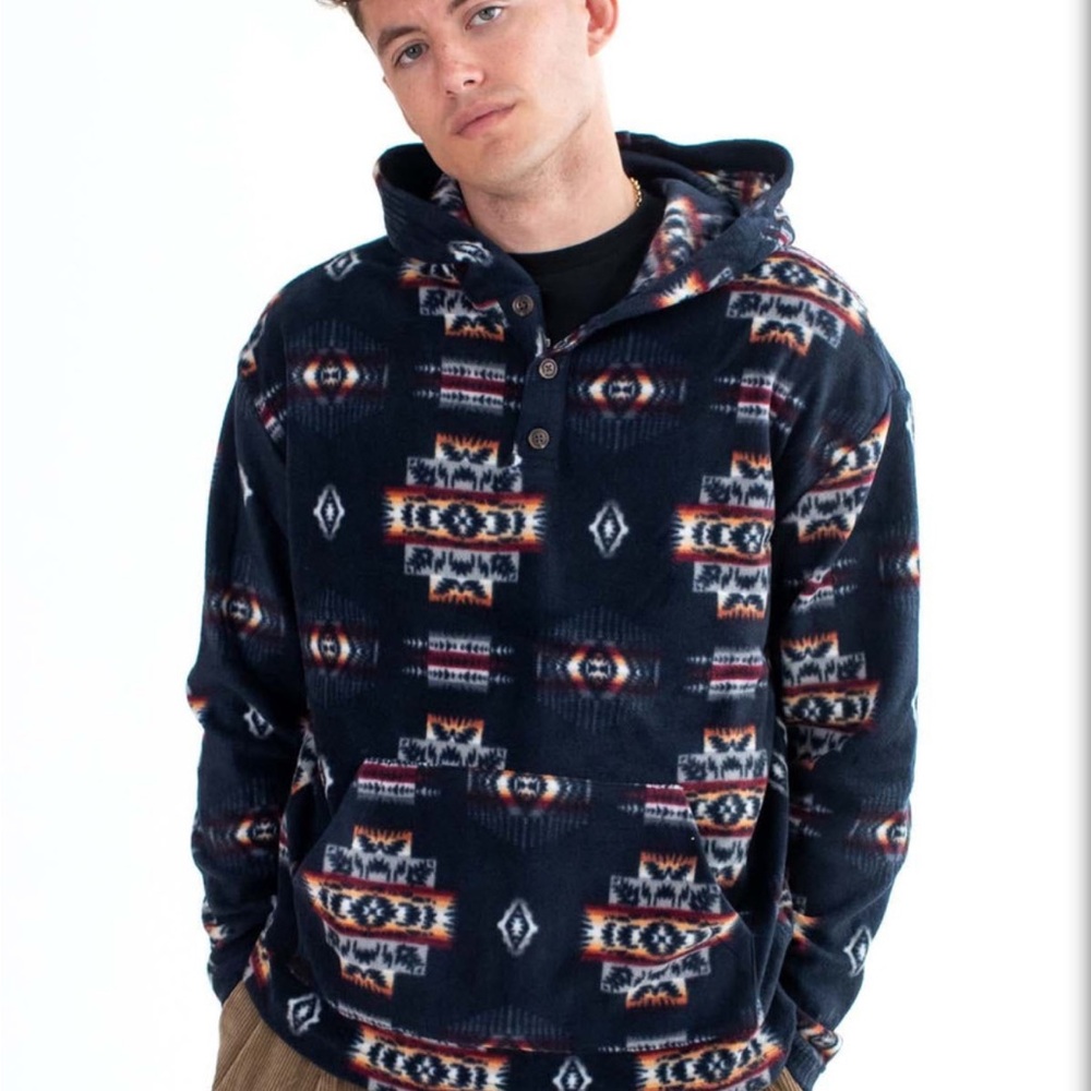 Blue Geometric Pattern Hoodie Sweatshirt